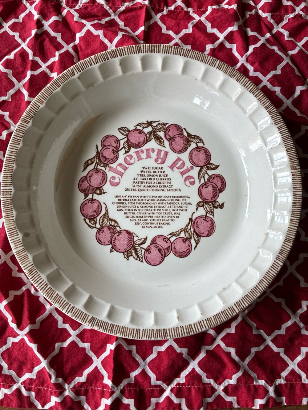 Cherry Pie Plate Vintage Royal China Co. 11 inch
